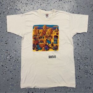 Vintage 90s 1997 Fruit Of The Loom Santa Fe Graphic Shirt USA Single Stitch L